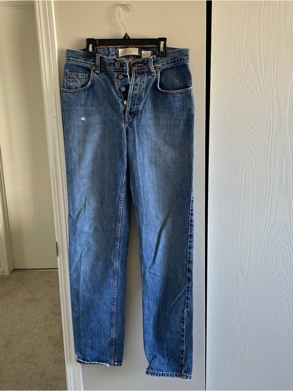 Vintage Button-Fly Blue Jeans